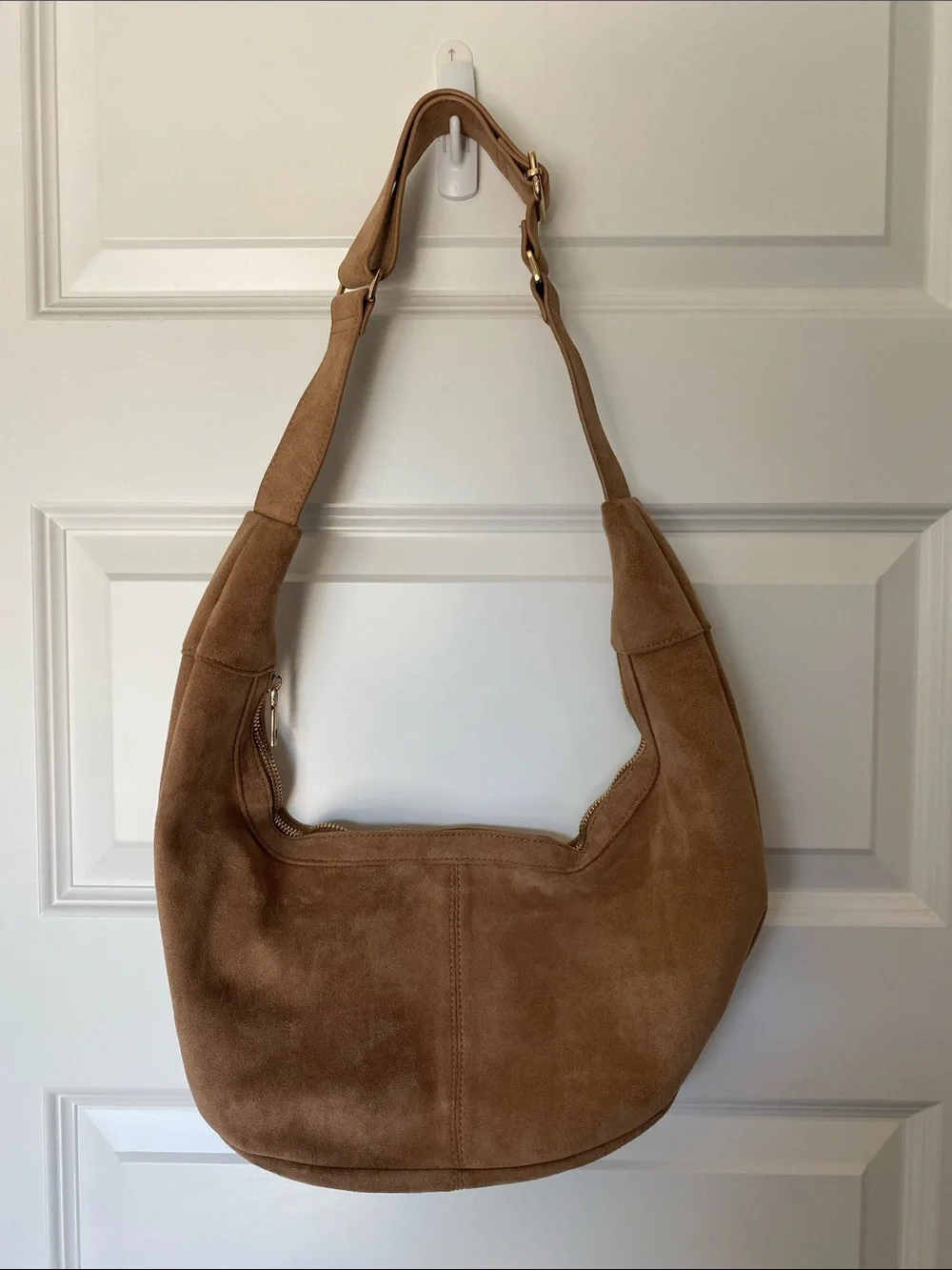 Suede Hobo Shoulder Bag in Brown